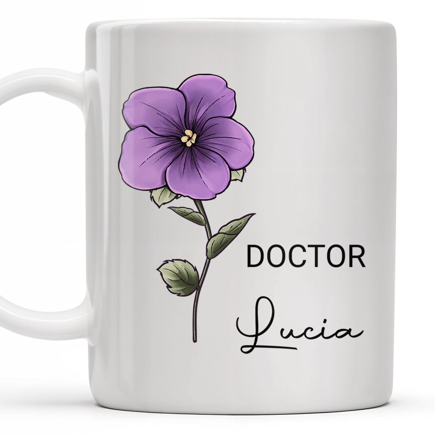 Your Job and Your Name, Flower Design - Personalized Custom Coffee Mug - GRAD273_MG