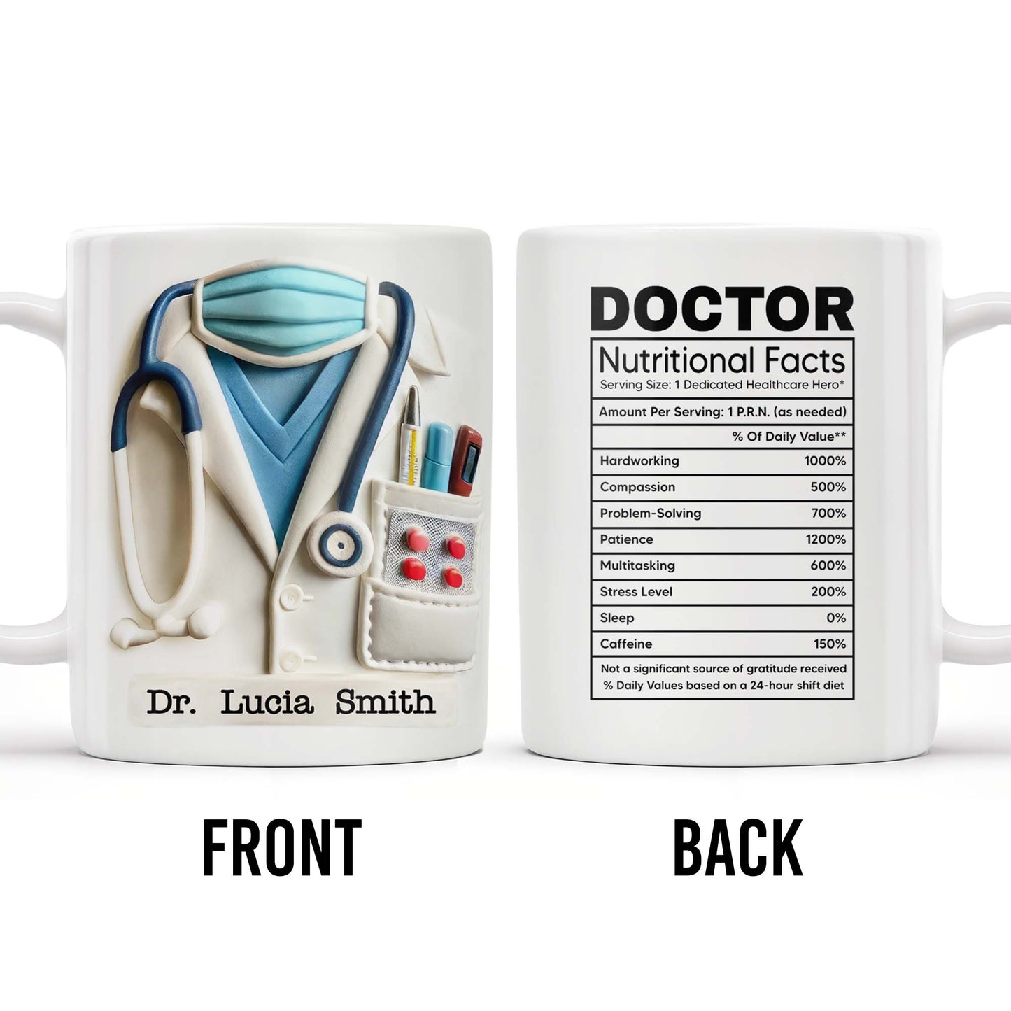 DOCTOR Nutritional Facts, Dedicated Healthcare Hero, Nutritional Label - Personalized Custom Coffee Mug - GRAD279_MG