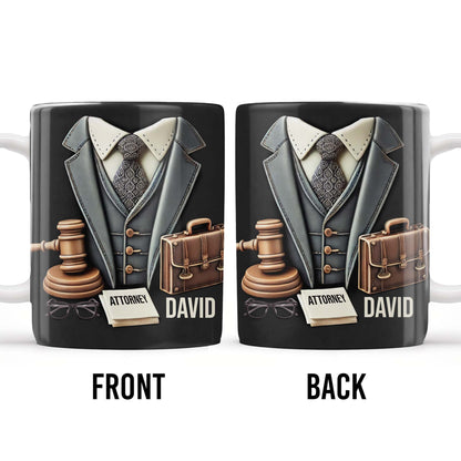 Attorney, Suit, Tie, Briefcase, and Gavel Design - Personalized Custom Coffee Mug - GRAD282_MG