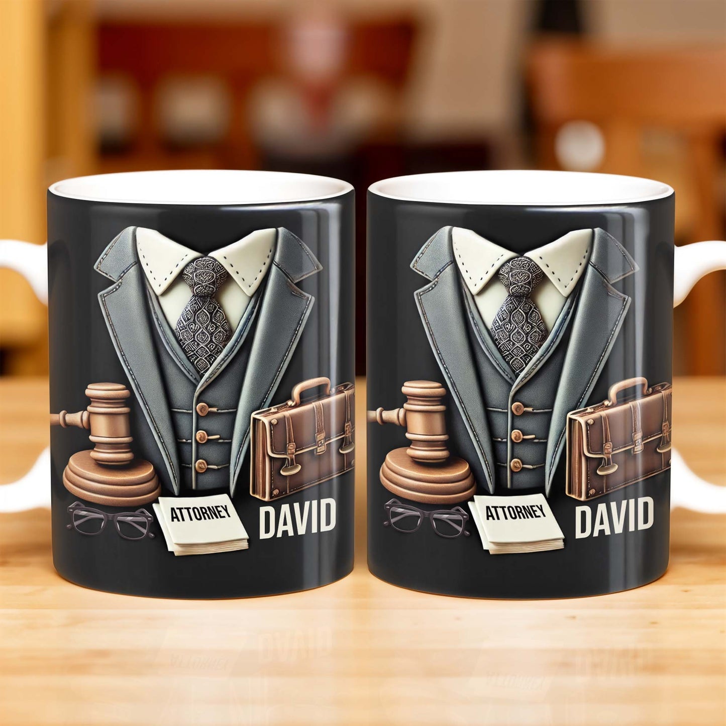 Attorney, Suit, Tie, Briefcase, and Gavel Design - Personalized Custom Coffee Mug - GRAD282_MG