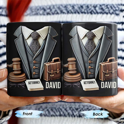 Attorney, Suit, Tie, Briefcase, and Gavel Design - Personalized Custom Coffee Mug - GRAD282_MG