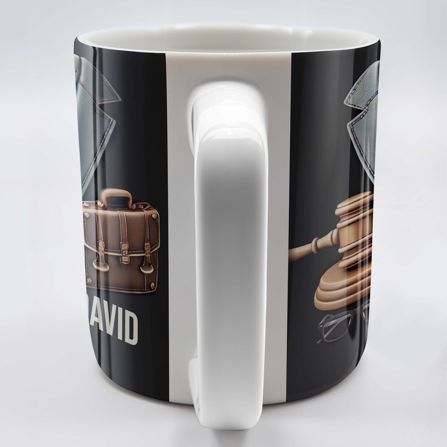 Attorney, Suit, Tie, Briefcase, and Gavel Design - Personalized Custom Coffee Mug - GRAD282_MG