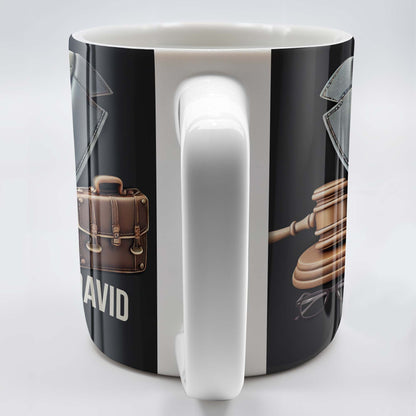 Attorney, Suit, Tie, Briefcase, and Gavel Design - Personalized Custom Coffee Mug - GRAD282_MG