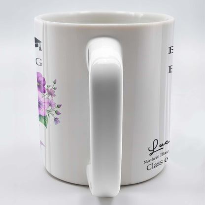 A Sweet Ending To A New Beginning, Flowers and Graduation Cap - Personalized Custom Coffee Mug - GRAD286_MG