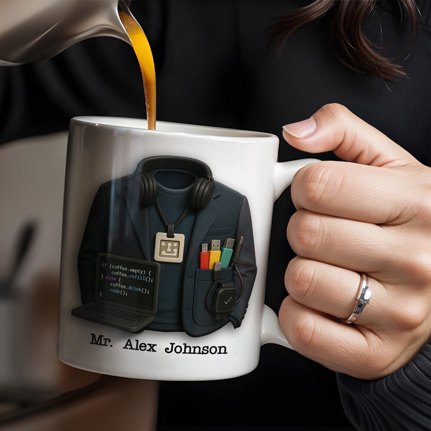 If Coffee.Empty Then Refill, Else Drink And Code, Laptop And Headphones - Personalized Custom Coffee Mug - GRAD287_MG