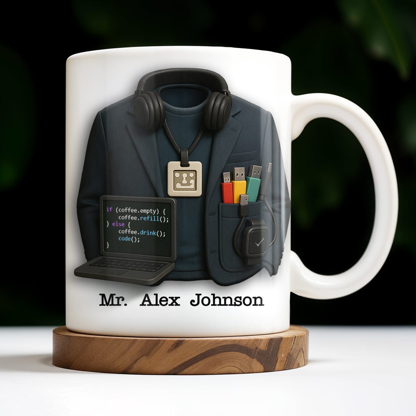 If Coffee.Empty Then Refill, Else Drink And Code, Laptop And Headphones - Personalized Custom Coffee Mug - GRAD287_MG