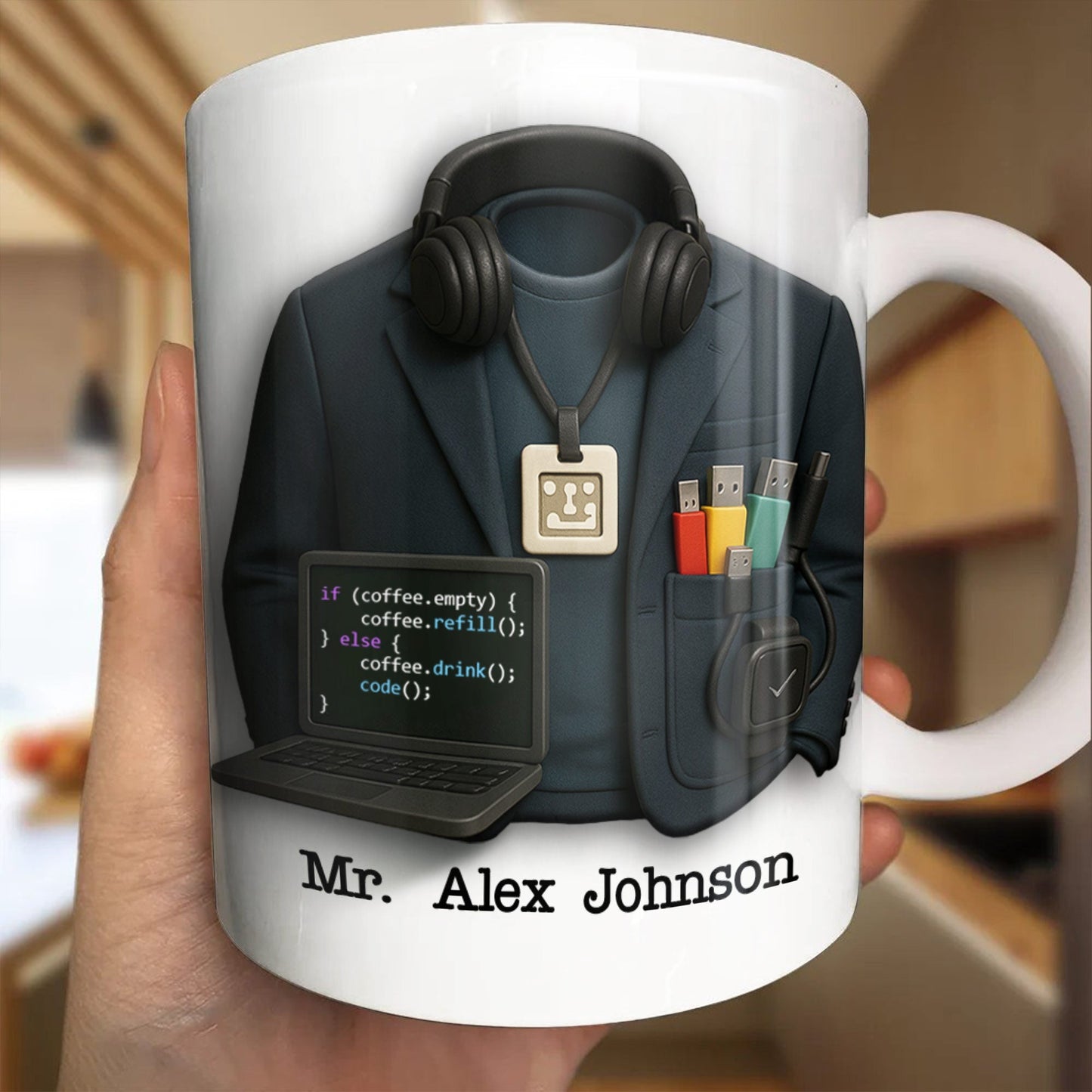 If Coffee.Empty Then Refill, Else Drink And Code, Laptop And Headphones - Personalized Custom Coffee Mug - GRAD287_MG
