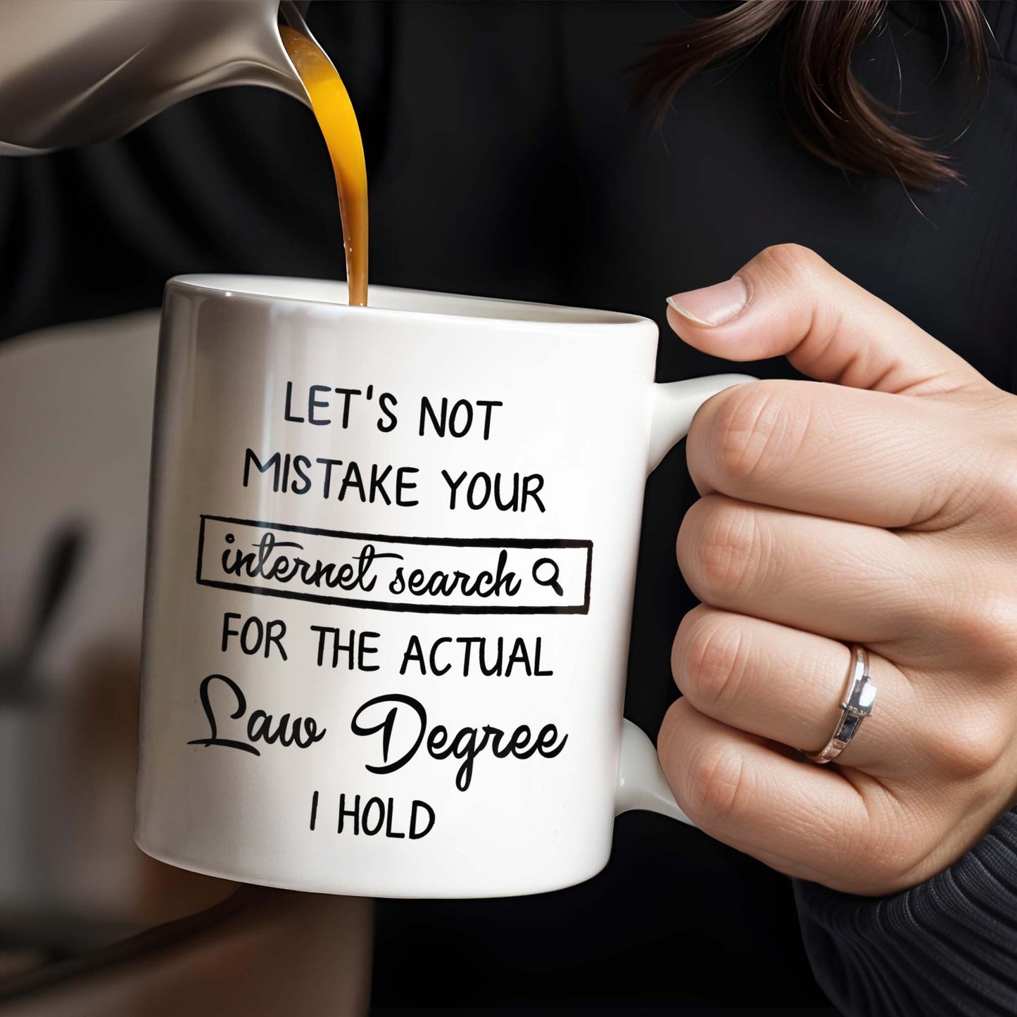 Let's Not Mistake Your Internet Search For The Actual Law Degree I Hold, Law Symbols and Briefcase - Personalized Custom Coffee Mug - GRAD288_MG