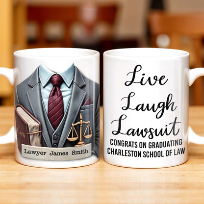 Live Laugh Lawsuit Congrats on Graduating Charleston School of Law - Personalized Custom Coffee Mug - GRAD289_MG