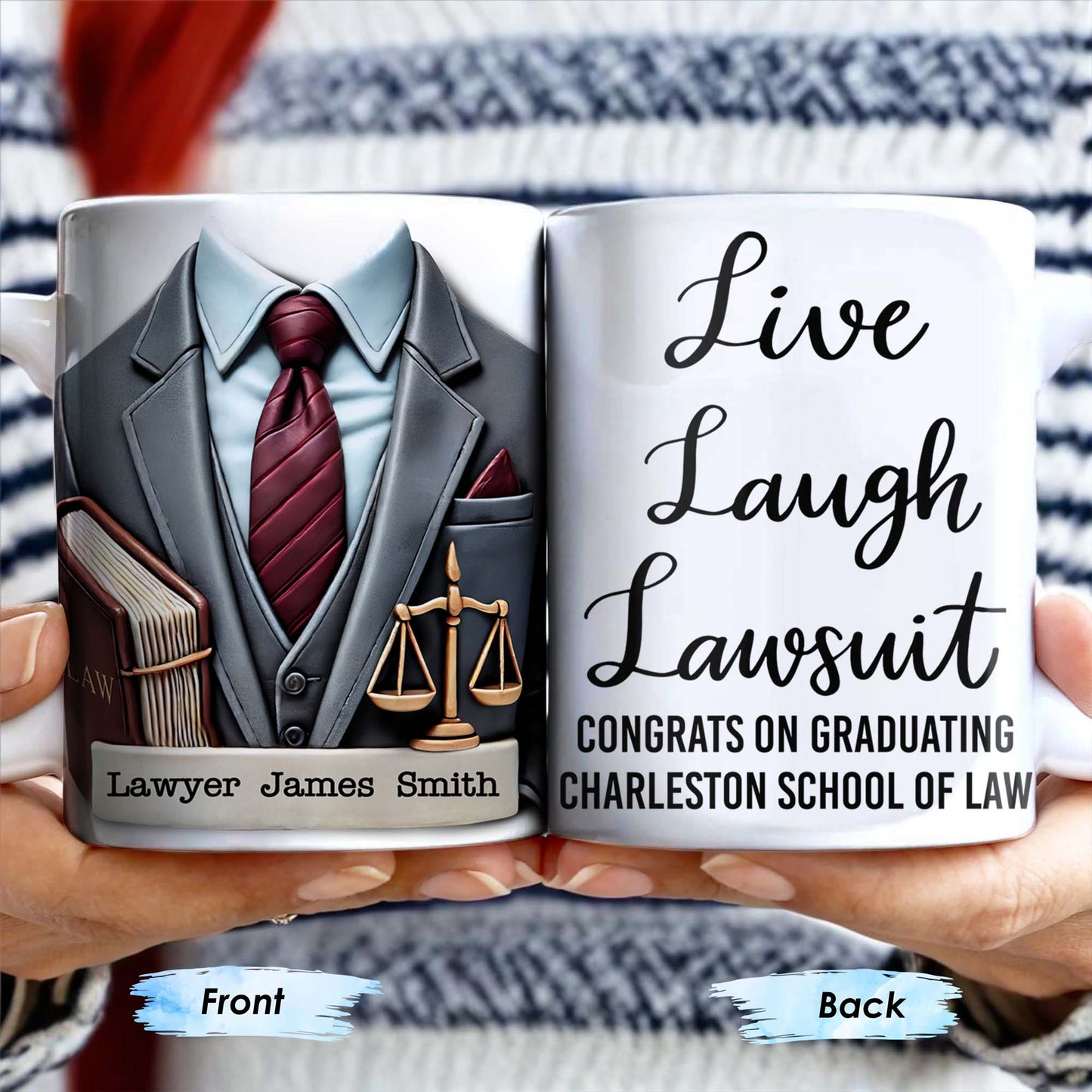 Live Laugh Lawsuit Congrats on Graduating Charleston School of Law - Personalized Custom Coffee Mug - GRAD289_MG