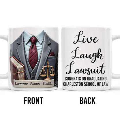 Live Laugh Lawsuit Congrats on Graduating Charleston School of Law - Personalized Custom Coffee Mug - GRAD289_MG