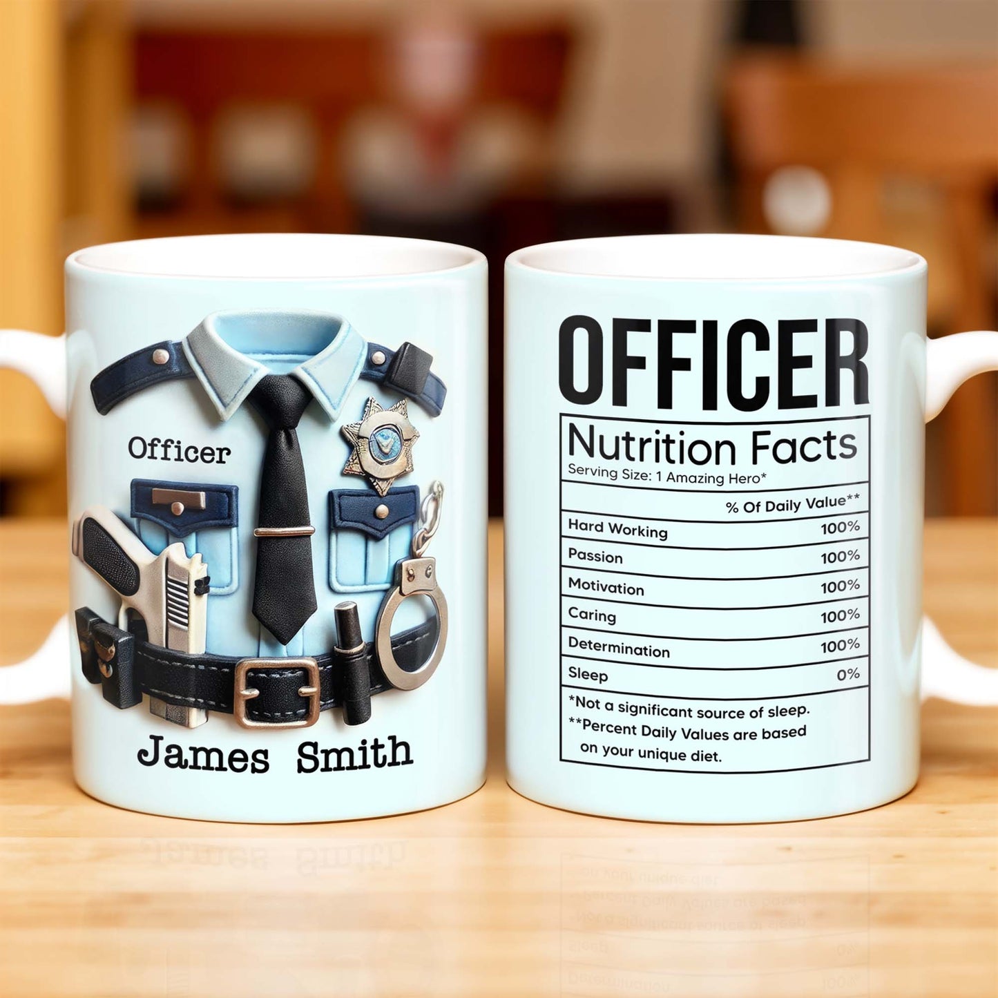 OFFICER Nutrition Facts, Hard Working, Passion, Motivation - Personalized Custom Coffee Mug - GRAD292_MG