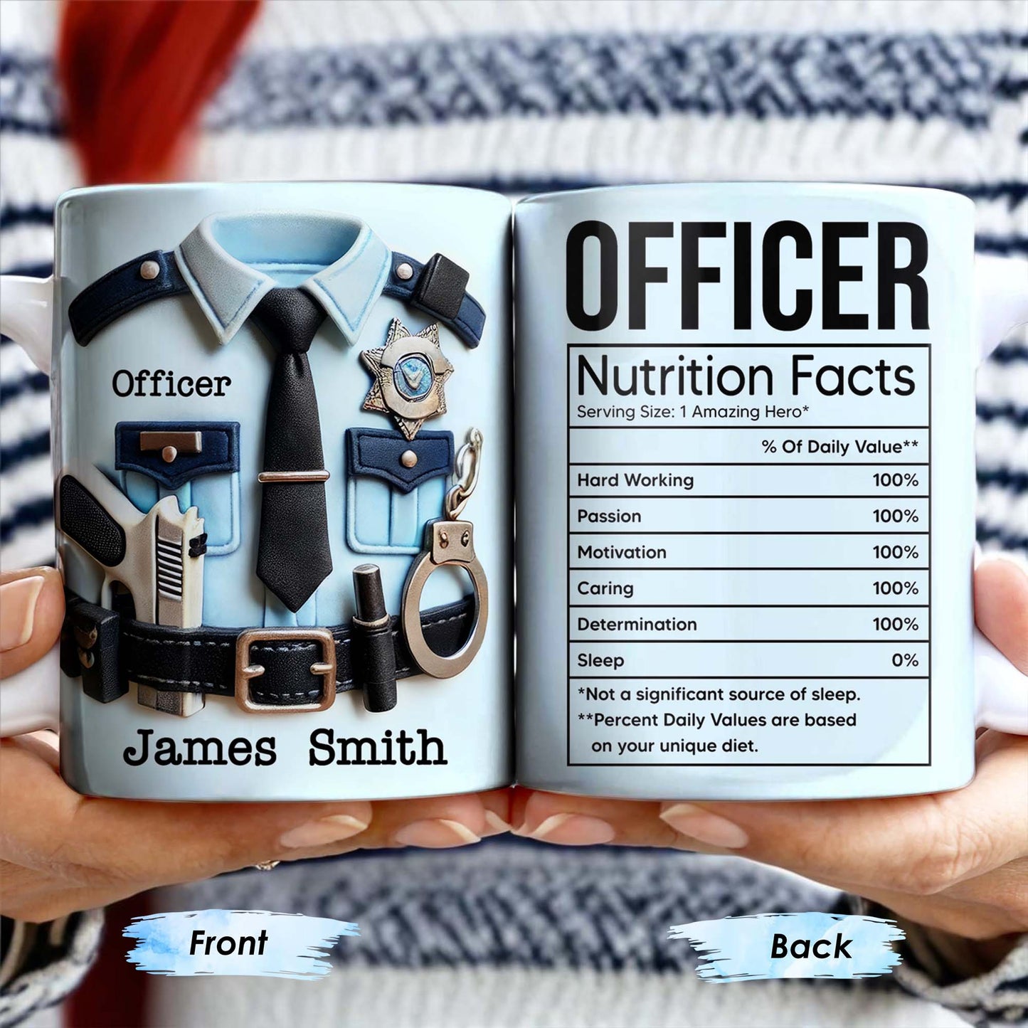 OFFICER Nutrition Facts, Hard Working, Passion, Motivation - Personalized Custom Coffee Mug - GRAD292_MG