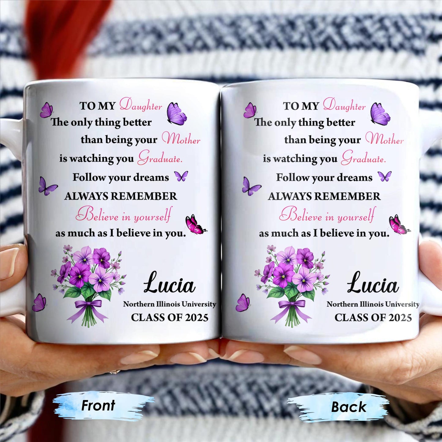 To My Daughter, The Only Thing Better Than Being Your Mother, Butterflies and Flowers - Personalized Custom Coffee Mug - GRAD296_MG
