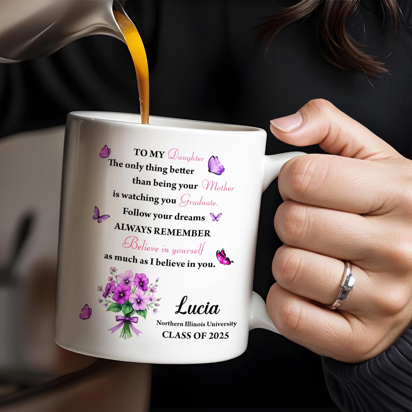 To My Daughter, The Only Thing Better Than Being Your Mother, Butterflies and Flowers - Personalized Custom Coffee Mug - GRAD296_MG