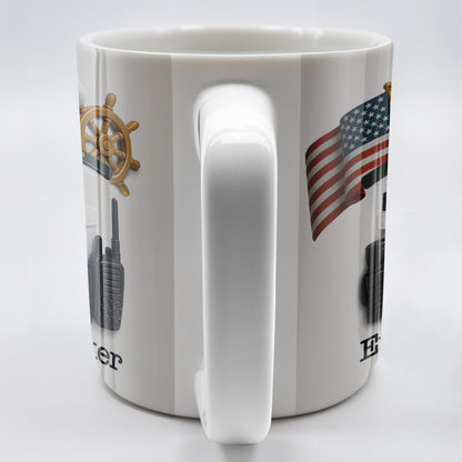 Celebrate Your Favorite Sailor, Navy Uniform and American Flag - Personalized Custom Coffee Mug - GRAD297_MG