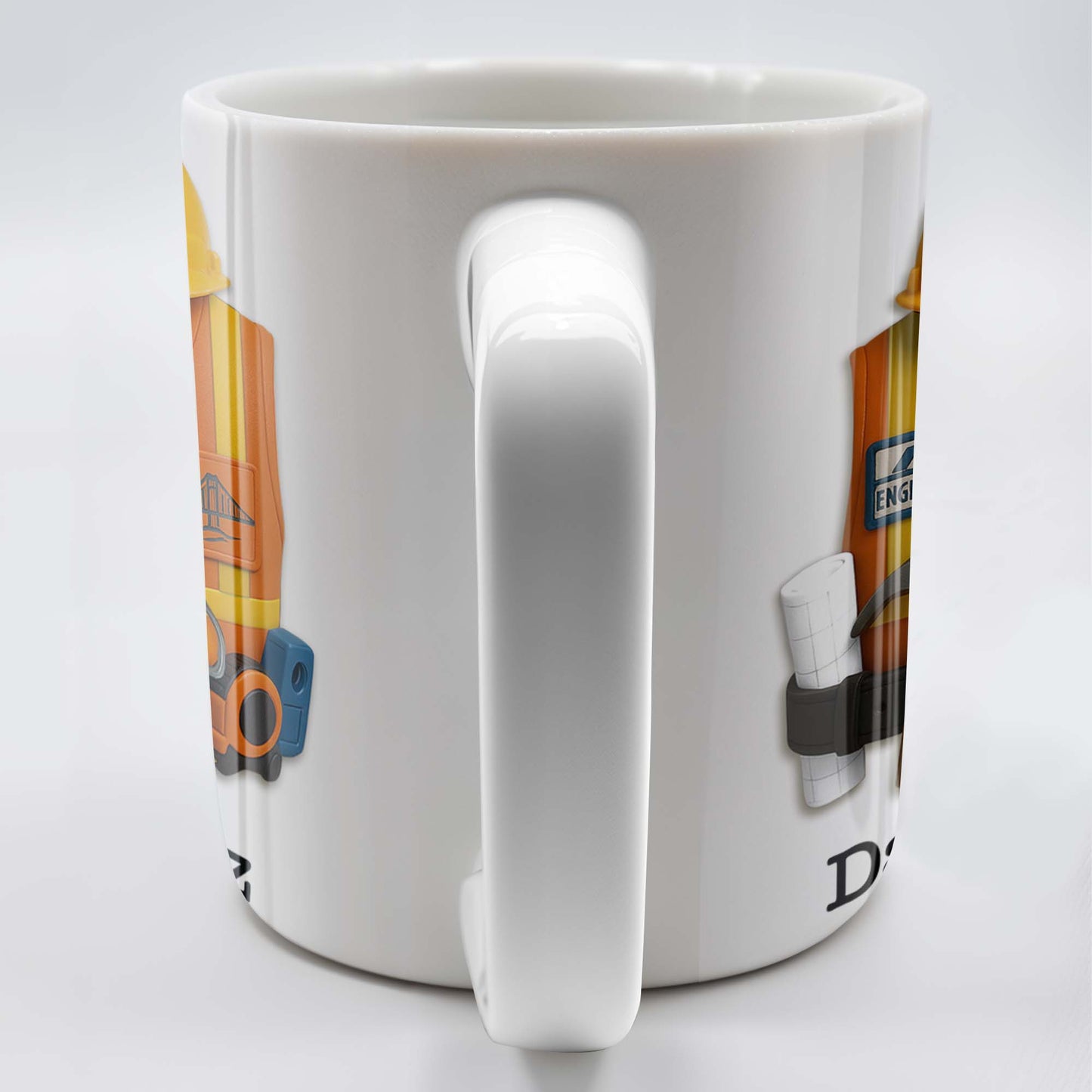 Celebrate Your Everyday Hero with This Engineer-Themed Coffee Mug Featuring Helmet, Tie, Vest, Tools - Personalized Custom Coffee Mug - GRAD298_MG
