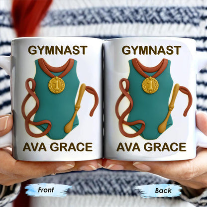 Gymnast, Leotard, Medal, and Ribbon - Personalized Custom Coffee Mug - GRAD300_MG