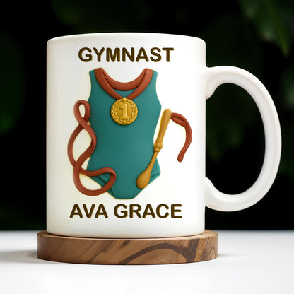 Gymnast, Leotard, Medal, and Ribbon - Personalized Custom Coffee Mug - GRAD300_MG