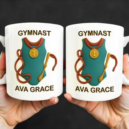 Gymnast, Leotard, Medal, and Ribbon - Personalized Custom Coffee Mug - GRAD300_MG