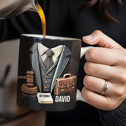 Perfect Gift For The Legal Professional In Your Life, Suit And Gavel - Personalized Custom Coffee Mug - GRAD301_MG