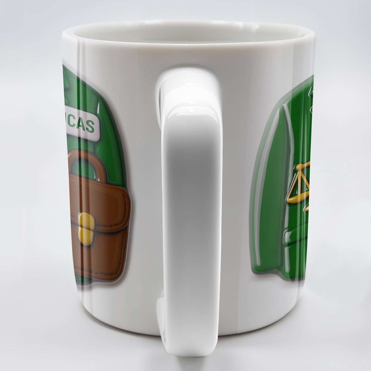 Customizable Lawyer-Themed Coffee Mug With Scales of Justice and Briefcase - Personalized Custom Coffee Mug - GRAD304_MG