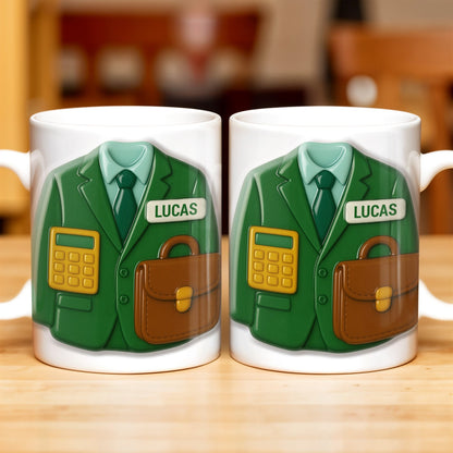 Elevate Your Coffee Experience With Suit and Calculator Design - Personalized Custom Coffee Mug - GRAD305_MG