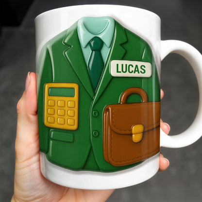 Elevate Your Coffee Experience With Suit and Calculator Design - Personalized Custom Coffee Mug - GRAD305_MG