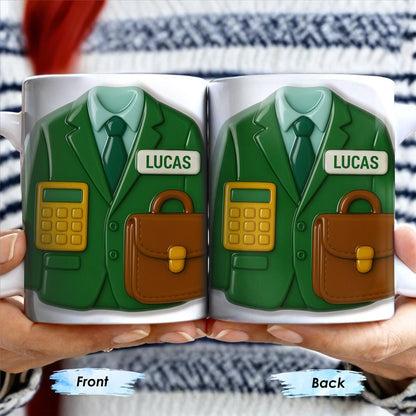Elevate Your Coffee Experience With Suit and Calculator Design - Personalized Custom Coffee Mug - GRAD305_MG