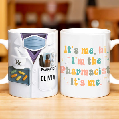 It's Me, Hi. I'm The Pharmacist. It's Me, Pharmacist Lab Coat and Medical Tools - Personalized Custom Coffee Mug - GRAD310_MG