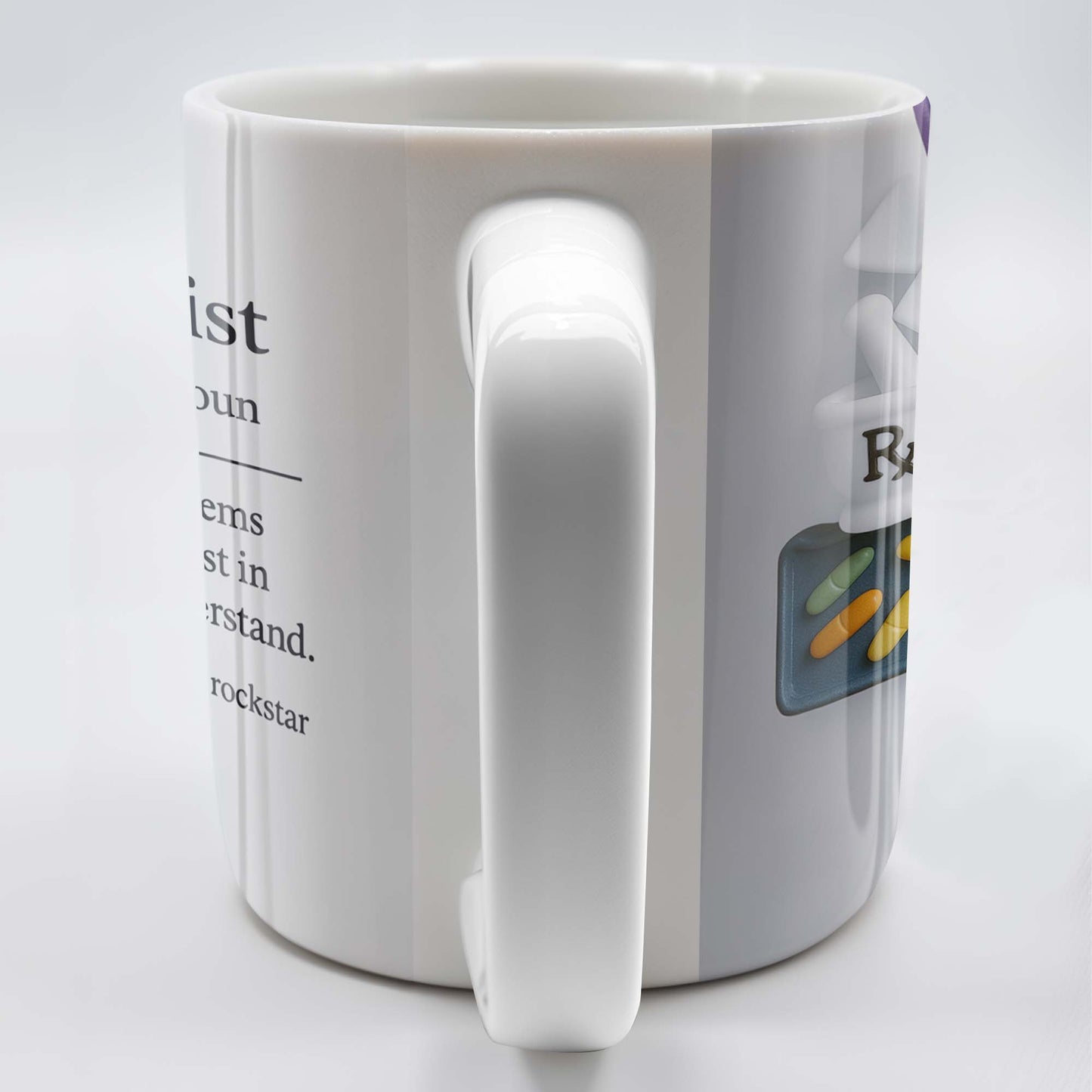 Pharmacist, Solves Problems You Don't Understand, Lab Coat and Pills - Personalized Custom Coffee Mug - GRAD311_MG