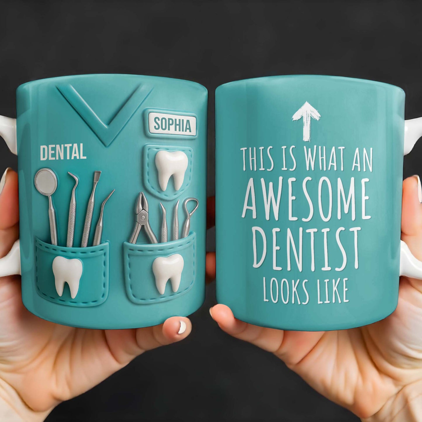 This Is What An Awesome Dentist Looks Like, Arrow and Text - Personalized Custom Coffee Mug - GRAD312_MG