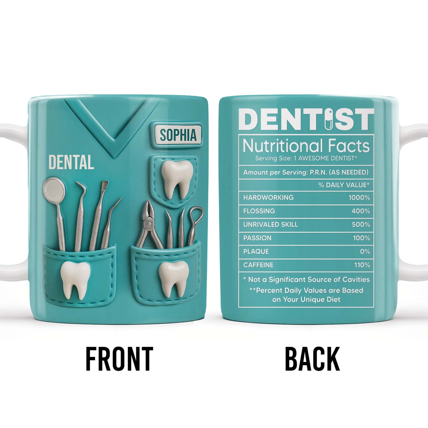 Dentist Nutritional Facts, Serving Size 1 Awesome Dentist - Personalized Custom Coffee Mug - GRAD313_MG