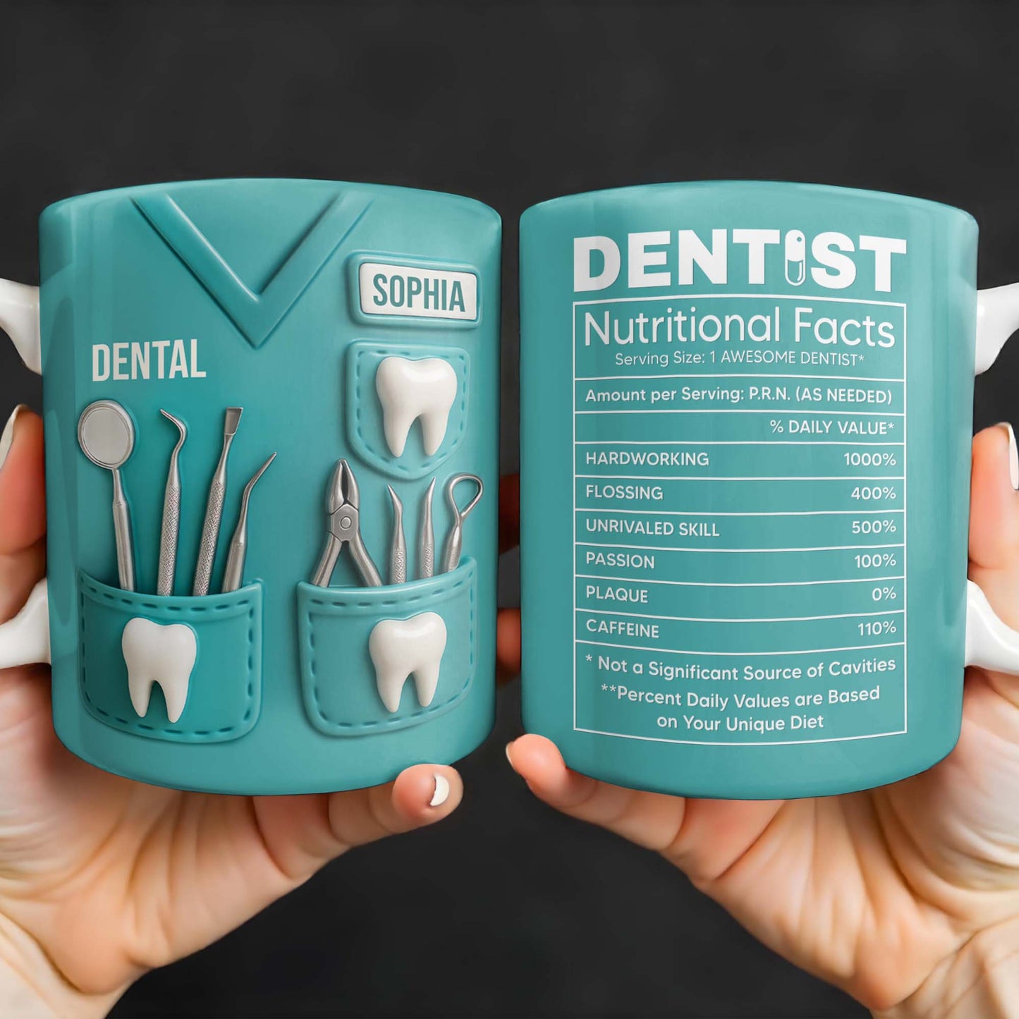 Dentist Nutritional Facts, Serving Size 1 Awesome Dentist - Personalized Custom Coffee Mug - GRAD313_MG