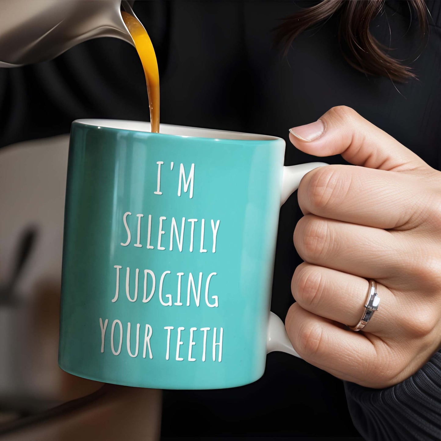 I'm Silently Judging Your Teeth - Personalized Custom Coffee Mug - GRAD314_MG
