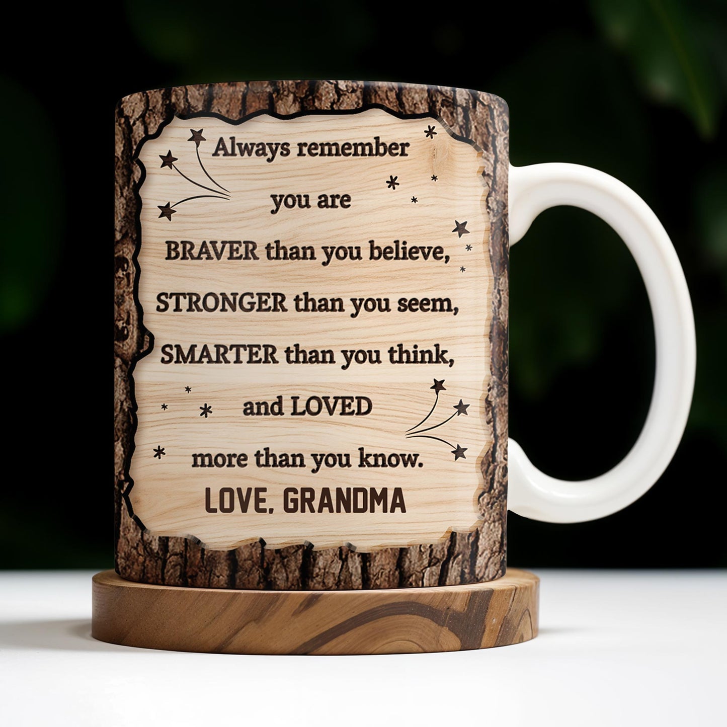 To My Grandson, Always Remember You Are Braver, Graduation Cap and Diploma - Personalized Custom Coffee Mug - GRAD320_MG