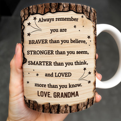 To My Grandson, Always Remember You Are Braver, Graduation Cap and Diploma - Personalized Custom Coffee Mug - GRAD320_MG