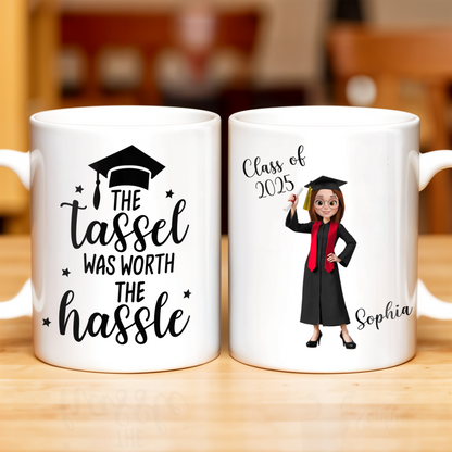 The Tassel Was Worth The Hassle Graduation Cap Mug - Personalized Custom Coffee Mug - GRAD343_MG