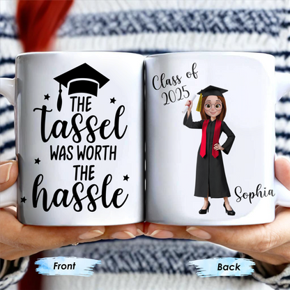 The Tassel Was Worth The Hassle Graduation Cap Mug - Personalized Custom Coffee Mug - GRAD343_MG