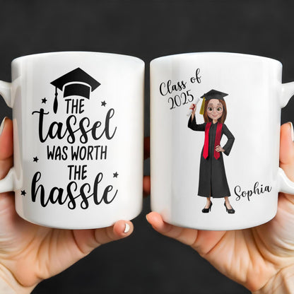 The Tassel Was Worth The Hassle Graduation Cap Mug - Personalized Custom Coffee Mug - GRAD343_MG