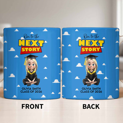 On To The Next Story Graduation Cap And Clouds - Personalized Custom Coffee Mug - GRAD360_MG