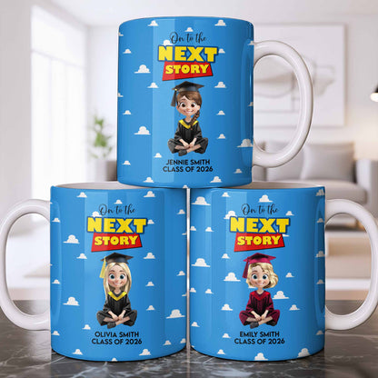 On To The Next Story Graduation Cap And Clouds - Personalized Custom Coffee Mug - GRAD360_MG
