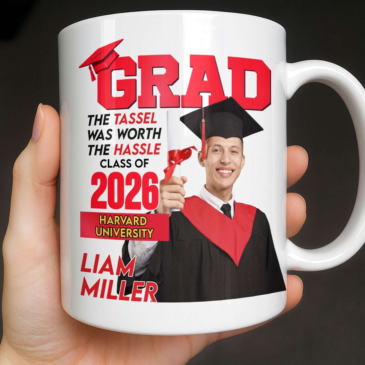 The Tassel Was Worth The Hassle Class Of [Year] Graduation Cap - Personalized Custom Coffee Mug - GRAD361_MG