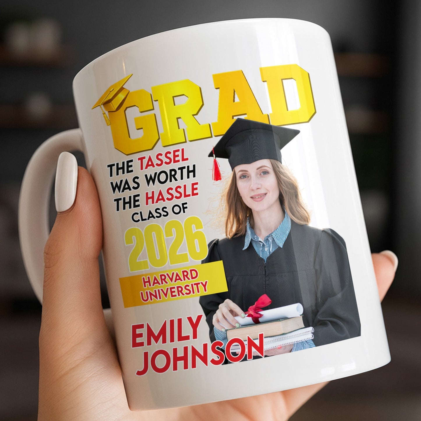 The Tassel Was Worth The Hassle Class Of [Year] Graduation Cap - Personalized Custom Coffee Mug - GRAD361_MG
