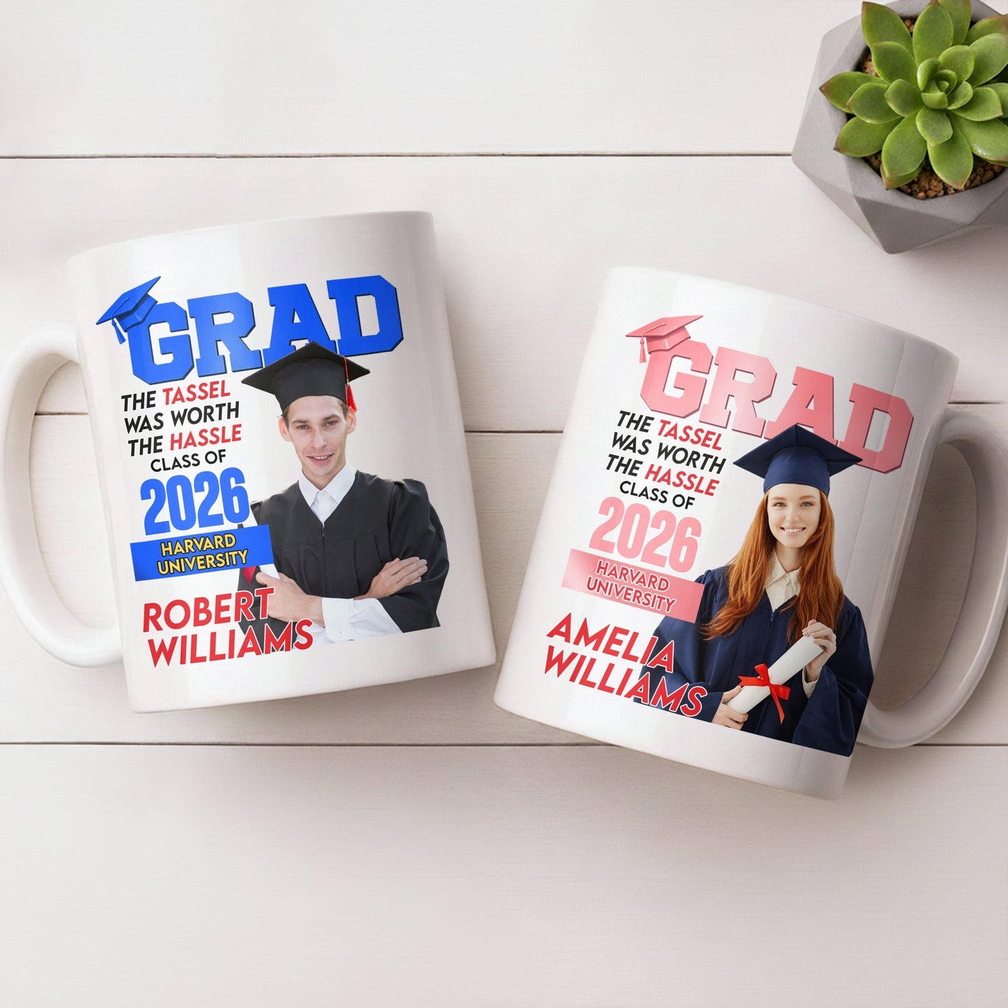 The Tassel Was Worth The Hassle Class Of [Year] Graduation Cap - Personalized Custom Coffee Mug - GRAD361_MG