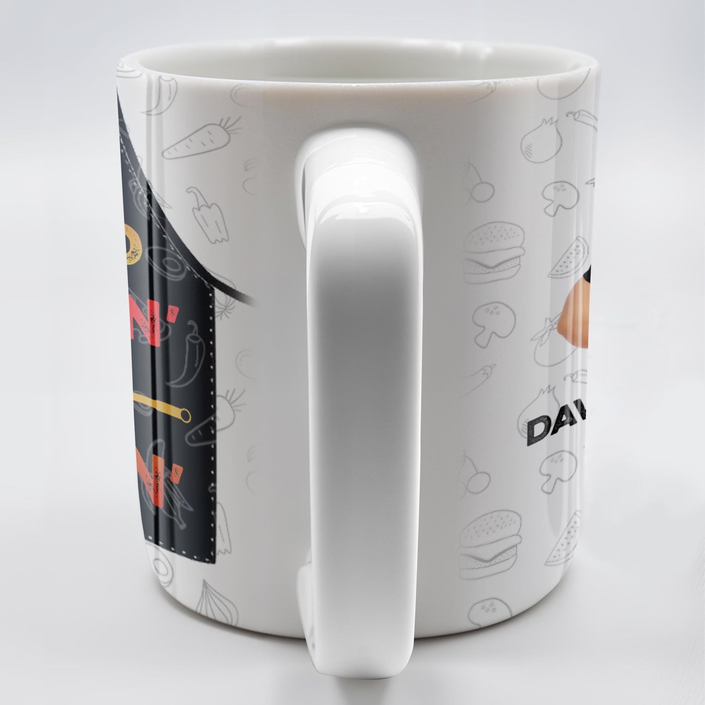 Mr. Good Lookin' Is Cookin' Apron And BBQ Grill Design - Personalized Custom Coffee Mug - GRILL004_MG