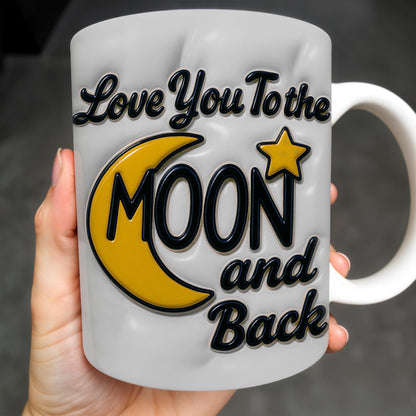 Love You To the Moon and Back, Moon and Stars - Personalized Custom Coffee Mug - GRK041_MG