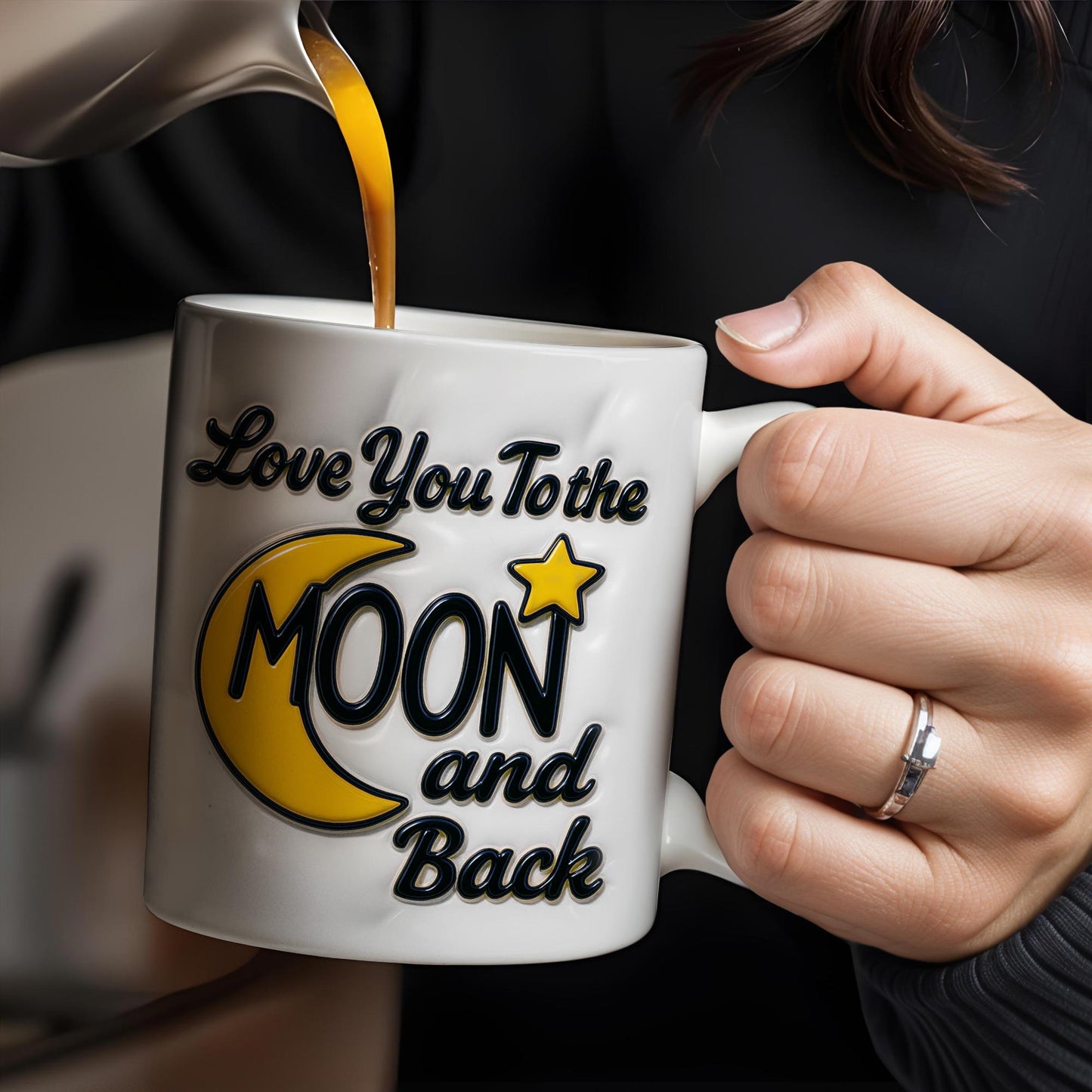 Love You To the Moon and Back, Moon and Stars - Personalized Custom Coffee Mug - GRK041_MG