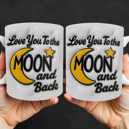 Love You To the Moon and Back, Moon and Stars - Personalized Custom Coffee Mug - GRK041_MG
