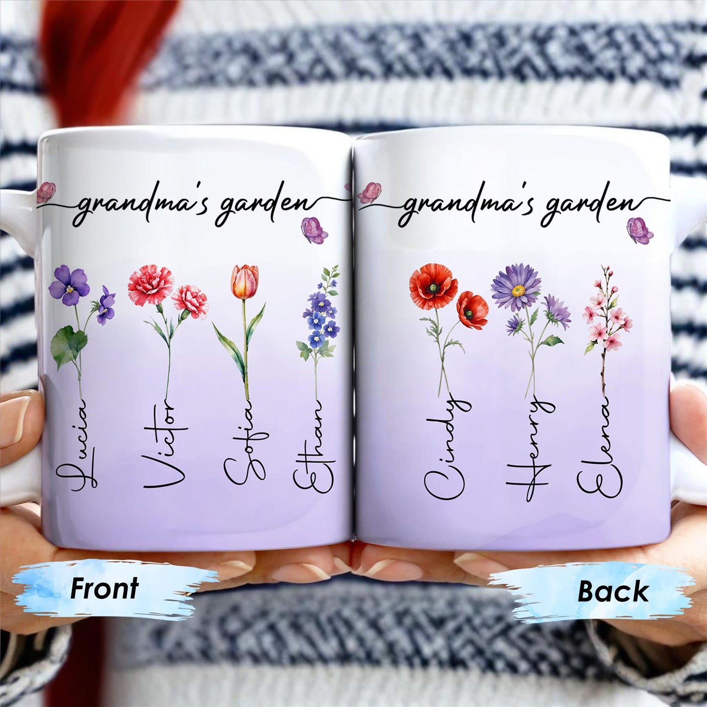 Grandma's Garden Personalized Colorful Flowers Mug - Personalized Custom Coffee Mug - GRM036_MG